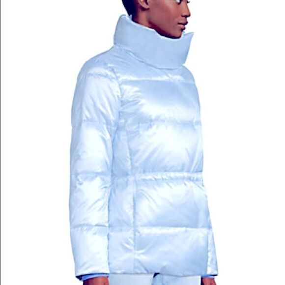 Land’s End down hyper dry water resistant puffer jacket ice blue MED PETITE - Picture 1 of 16